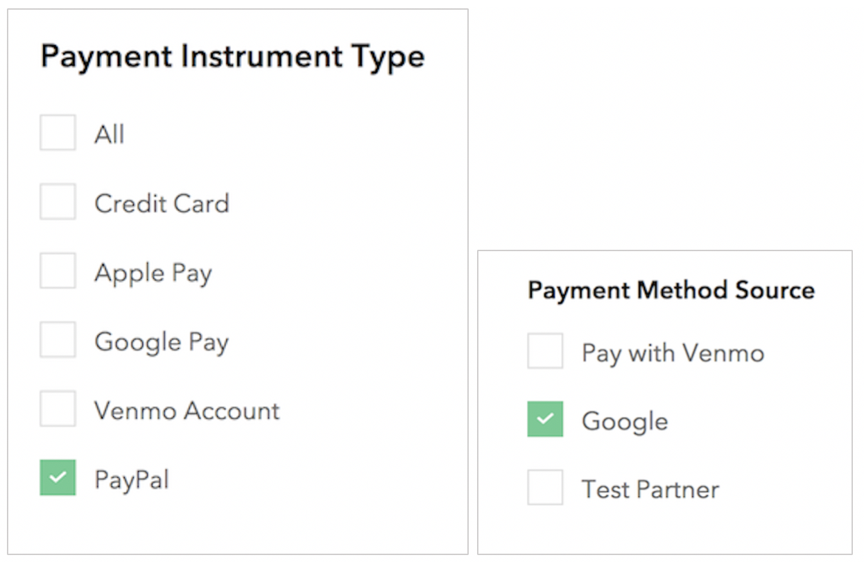 Payment Instrument Type with PayPal Selected