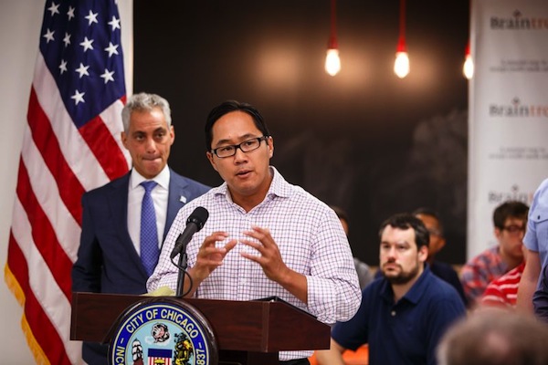 Rich Wong speaking at press conference