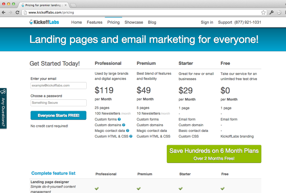 Another great way to display your features by KickoffLabs