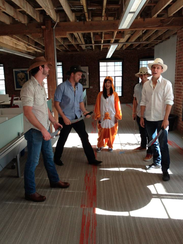 Dressed Crocodile Dundee-style to compete against other startups in a